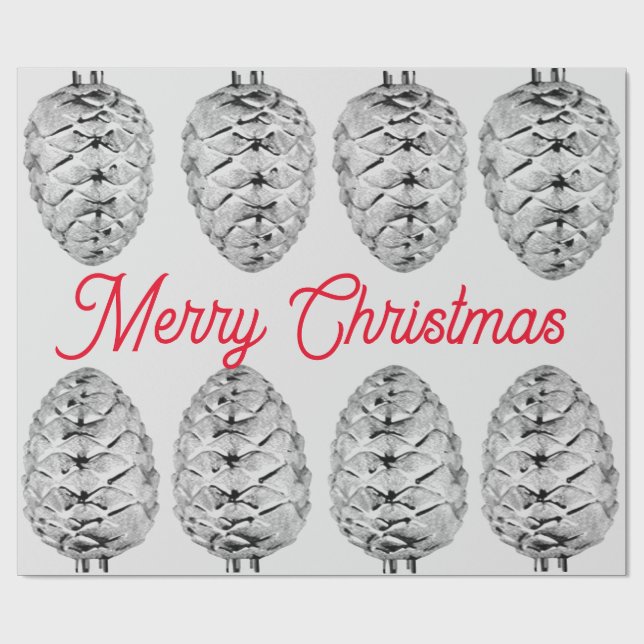 Merry Christmas Pinecone Wrapping Paper (Flat)