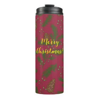 Merry Christmas Pinecones & Sprigs Thermal Tumbler