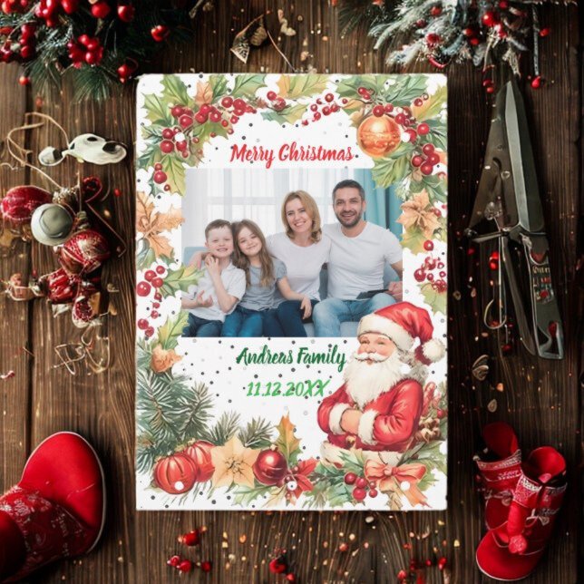 Merry Christmas Pineneedle Photo Holiday Card (Creator Uploaded)