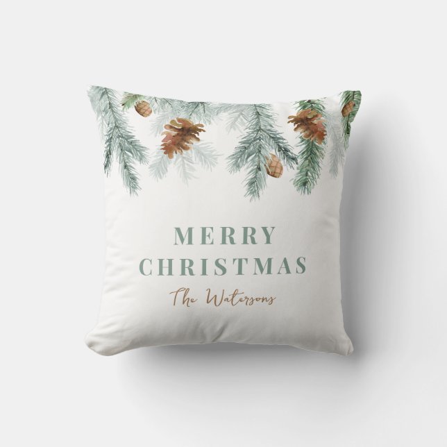 merry christmas pines holiday cushion (Front)