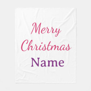 merry christmas pink blue name simple holidays pas fleece blanket