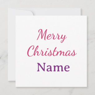 merry christmas pink blue name simple holidays pas invitation
