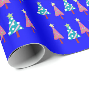 Merry Christmas Pink Blue Wrapping Paper
