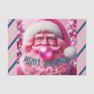 Merry Christmas Pink Bubble Gum Custom Fam Name Tissue Paper