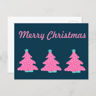 Merry Christmas Pink Contemporary Christmas Trees Postcard