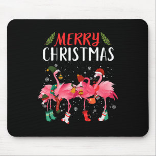Merry Christmas Pink Flamingo Christmas Tree Xmas Mouse Mat