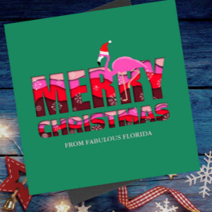 Merry Christmas Pink Flamingo Custom Holiday