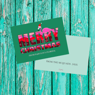 Merry Christmas Pink Flamingo Custom Holiday