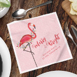 Merry Christmas Pink Flamingo Custom Napkin<br><div class="desc">Add a splash of tropical fun to your holiday celebrations with these Merry Christmas party supplies! Featuring a cute bright pink design with a tropical pink flamingo and festive holiday string lights, these Xmas party supplies bring a playful twist to the season. The stylish calligraphy script adds an elegant touch,...</div>