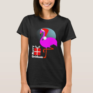 Merry Christmas Pink Flamingo Cute Trendy Graphic T-Shirt