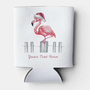  Merry Christmas Pink  Flamingo Personalized  Can Cooler