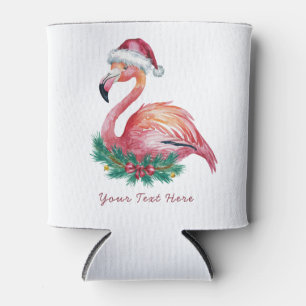  Merry Christmas Pink  Flamingo Personalized  Can Cooler