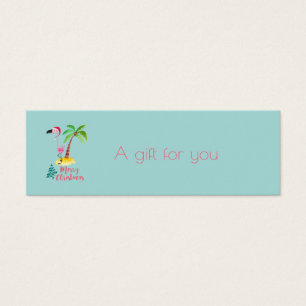 Merry Christmas Pink Flamingo With Palm Tree Gift