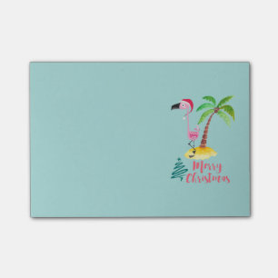 Merry Christmas Pink Flamingo With Palm Tree Post-it Notes