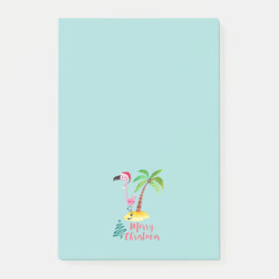 Merry Christmas Pink Flamingo With Palm Tree Post-it Notes