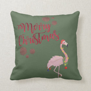 Flamingo christmas outlet pillow