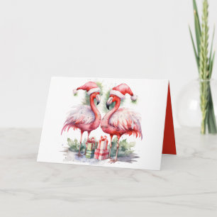 Merry Christmas Pink Flamingos Note Card