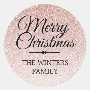 Merry Christmas Pink Glitter Ombre Envelope Seal