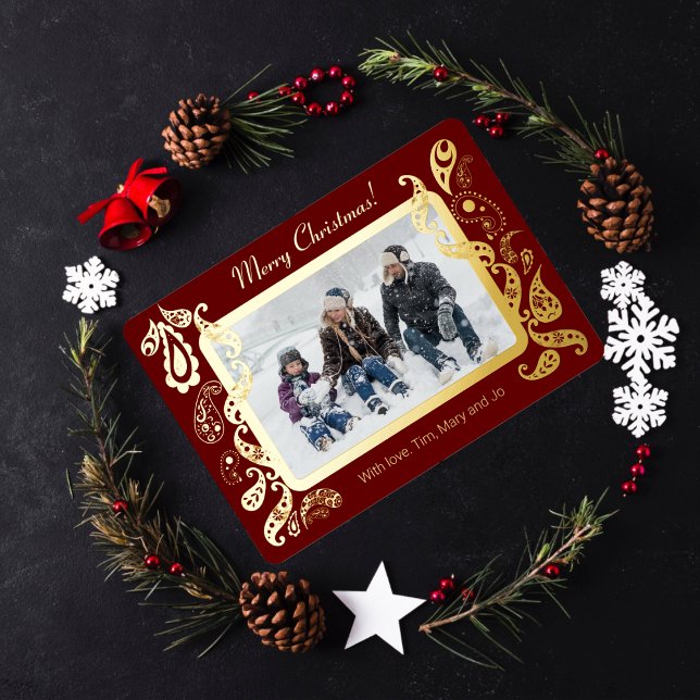 Merry christmas - pink gold decorations  foil holiday card (Creator Uploaded)