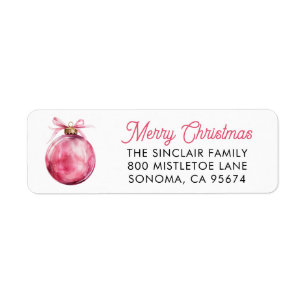Merry Christmas Pink Holiday Return Address Label