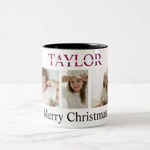 Merry Christmas Pink Mug – Own Photo And Name