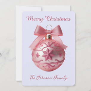 Merry Christmas Pink Ornaments Lavender Mist Holiday Card