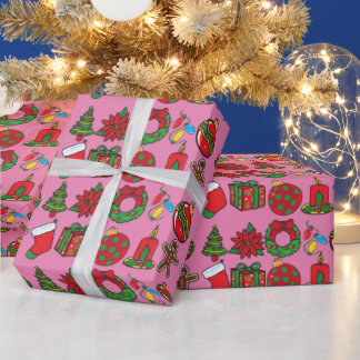 Merry Christmas Pink  Ornaments  Wrapping Paper