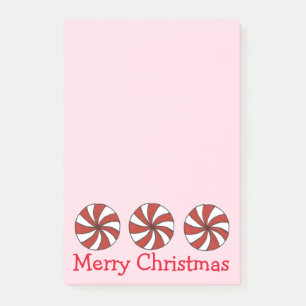 Merry Christmas Pink Peppermint Mint Hard Candy Post-it Notes