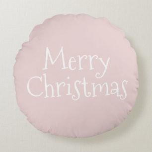 Merry Christmas Pink Round Pillow