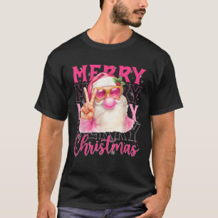 Merry Christmas Pink Santa Claus Bubblegum Men Wom T-Shirt