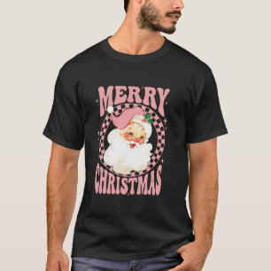 Merry Christmas Pink Santa Claus Retro Vintage T-Shirt