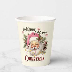 Merry Christmas - Pink Santa Paper Cups