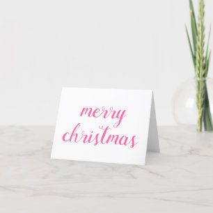 Merry Christmas Pink Script Holiday Card