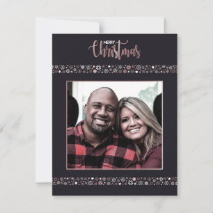Merry Christmas pink snowflake Holiday Card