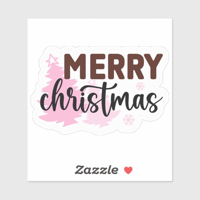 Merry Christmas Pink Tree Holiday (Sheet)