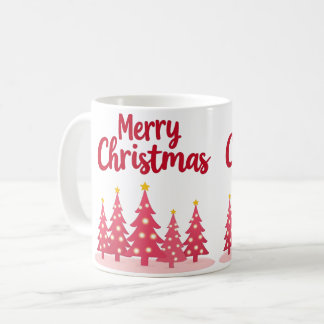 Merry Christmas Pink Trees Festive Mug