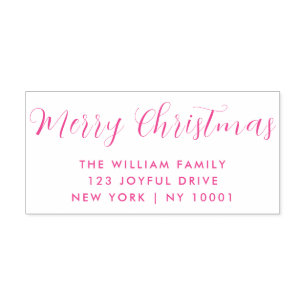 Merry Christmas Pink Typography Self-inking Stamp