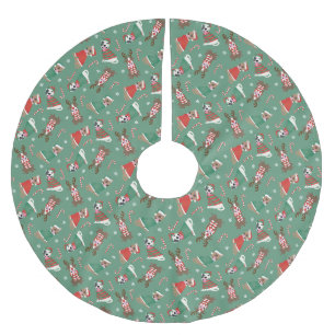Merry Christmas Pit Bull Dogs Brushed Polyester Tree Skirt