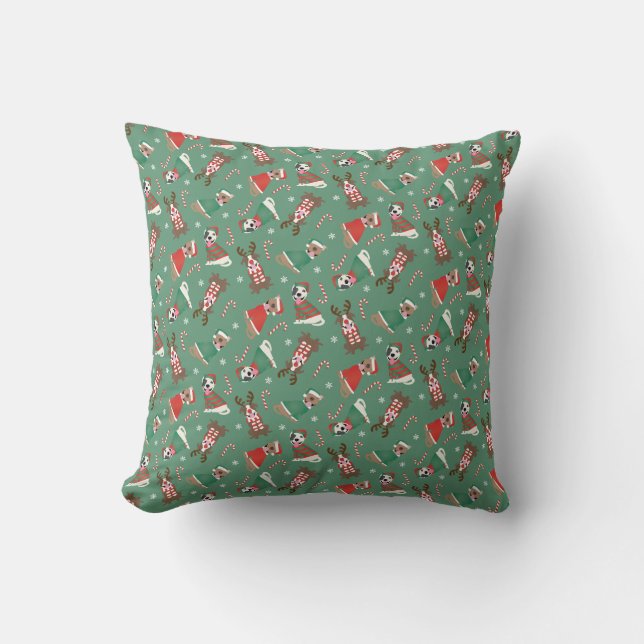 Merry Christmas Pit Bull Dogs Cushion (Front)
