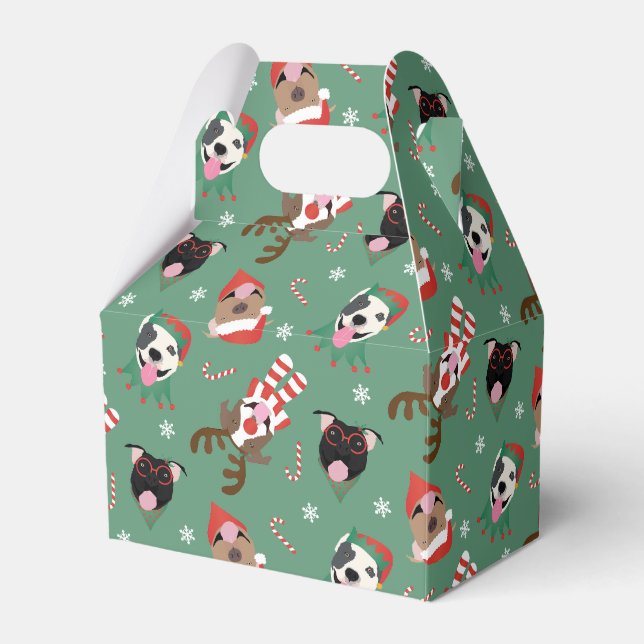 Merry Christmas Pit Bull Dogs Favour Box (Front Side)