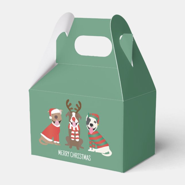 Merry Christmas Pit Bull Dogs Favour Box (Front Side)