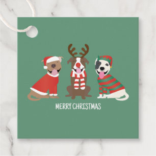 Merry Christmas Pit Bull Dogs Favour Tags