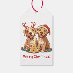 Merry Christmas Pit Bull Dogs Gift Tags