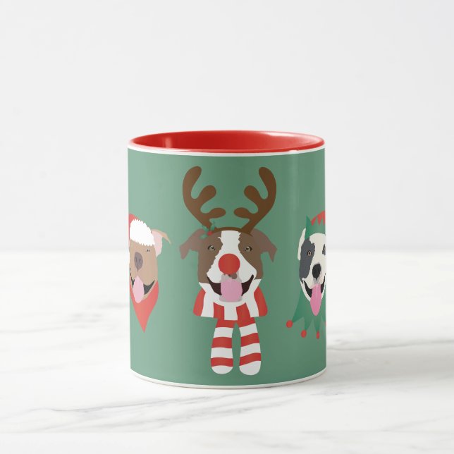 Merry Christmas Pit Bull Dogs Mug (Center)