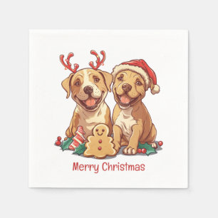Merry Christmas Pit Bull Dogs Napkin