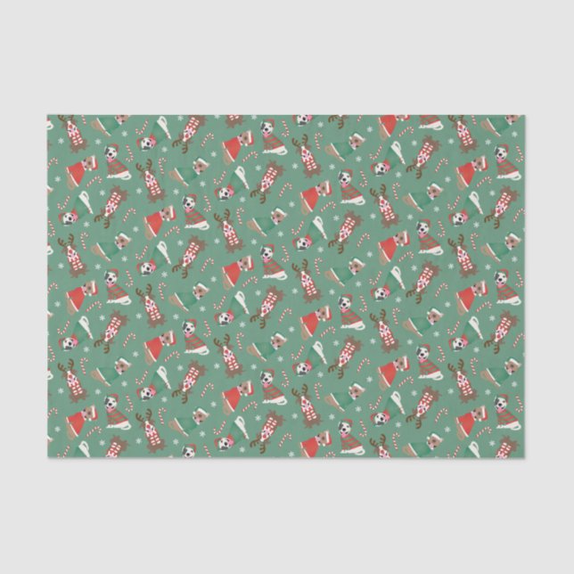 Merry Christmas Pit Bull Dogs Tissue Paper (Front)