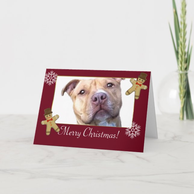 Merry Christmas Pitbull Dog Holiday Card (Front)