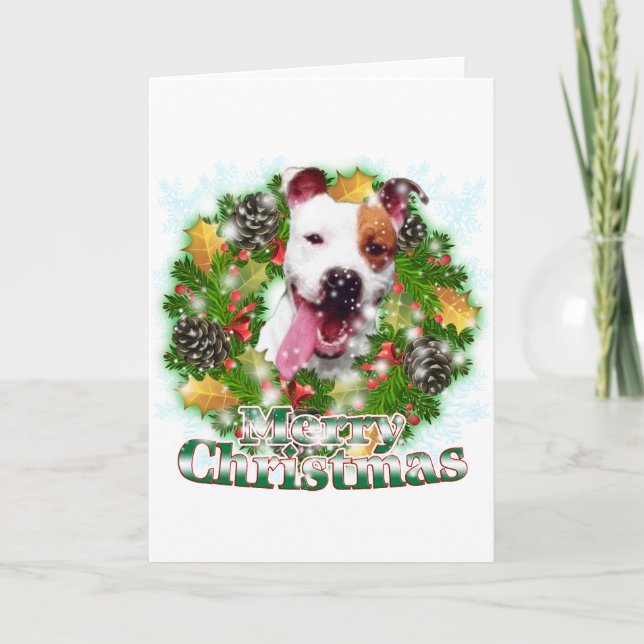 Merry Christmas Pitbull Holiday Card (Front)