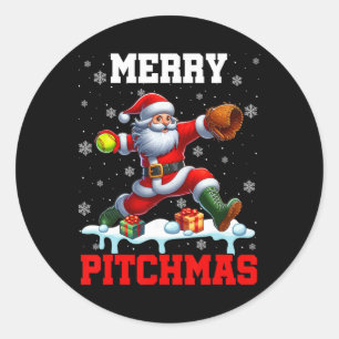 Merry Christmas Pitchmas Pitcher Softll Costume Pl Classic Round Sticker