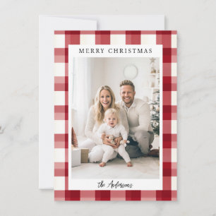 Merry Christmas! Plai pattern, photo  Holiday Card